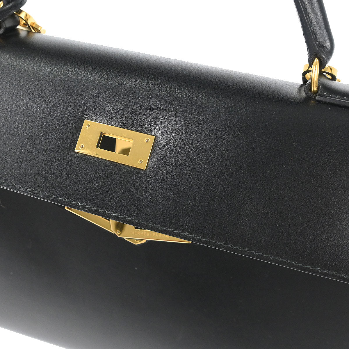 Hermes Black Box Calf Kelly 32 Sellier 2way Shoulder Handbag - Image 9
