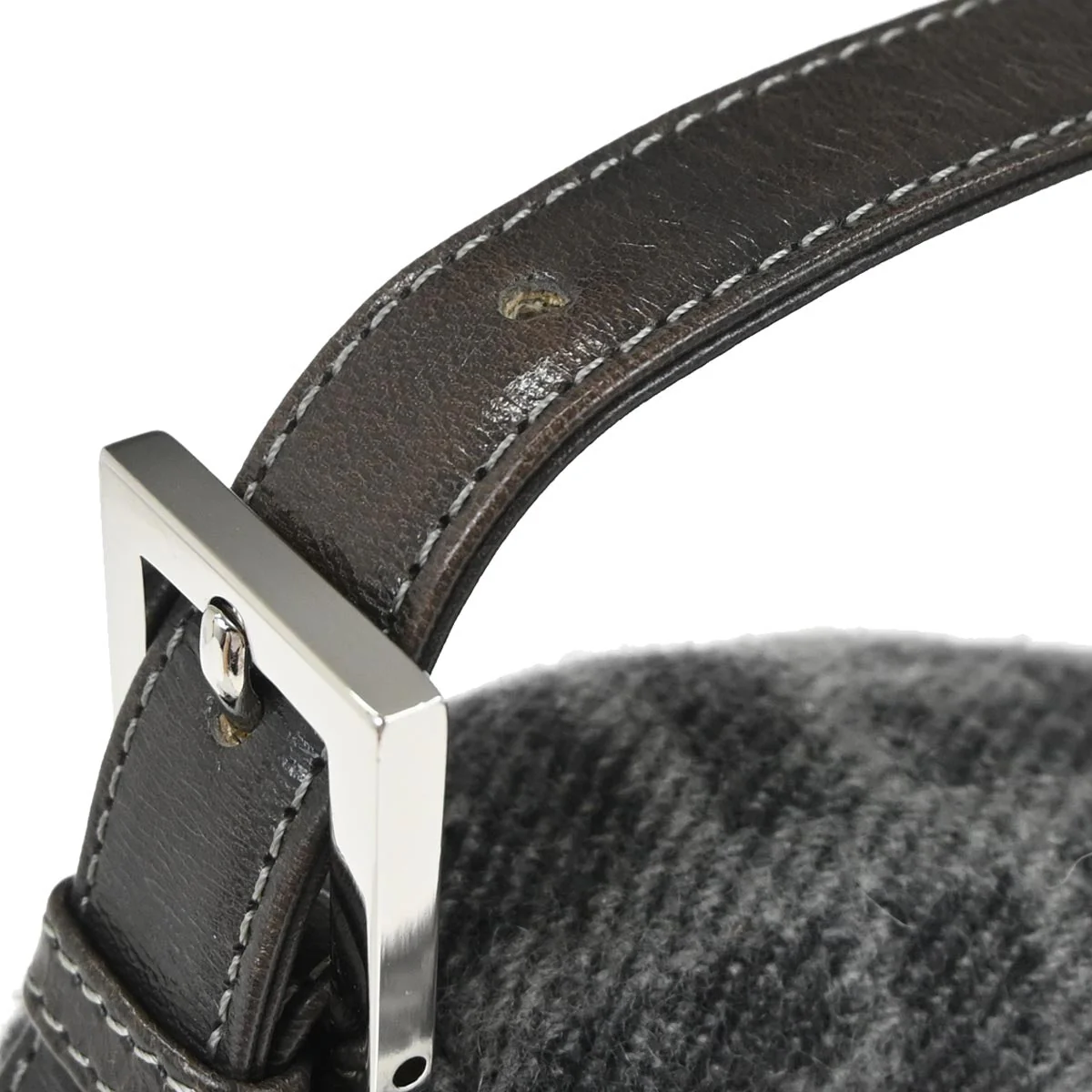 Fendi Gray Cashmere Mamma Baguette Handbag - Image 6