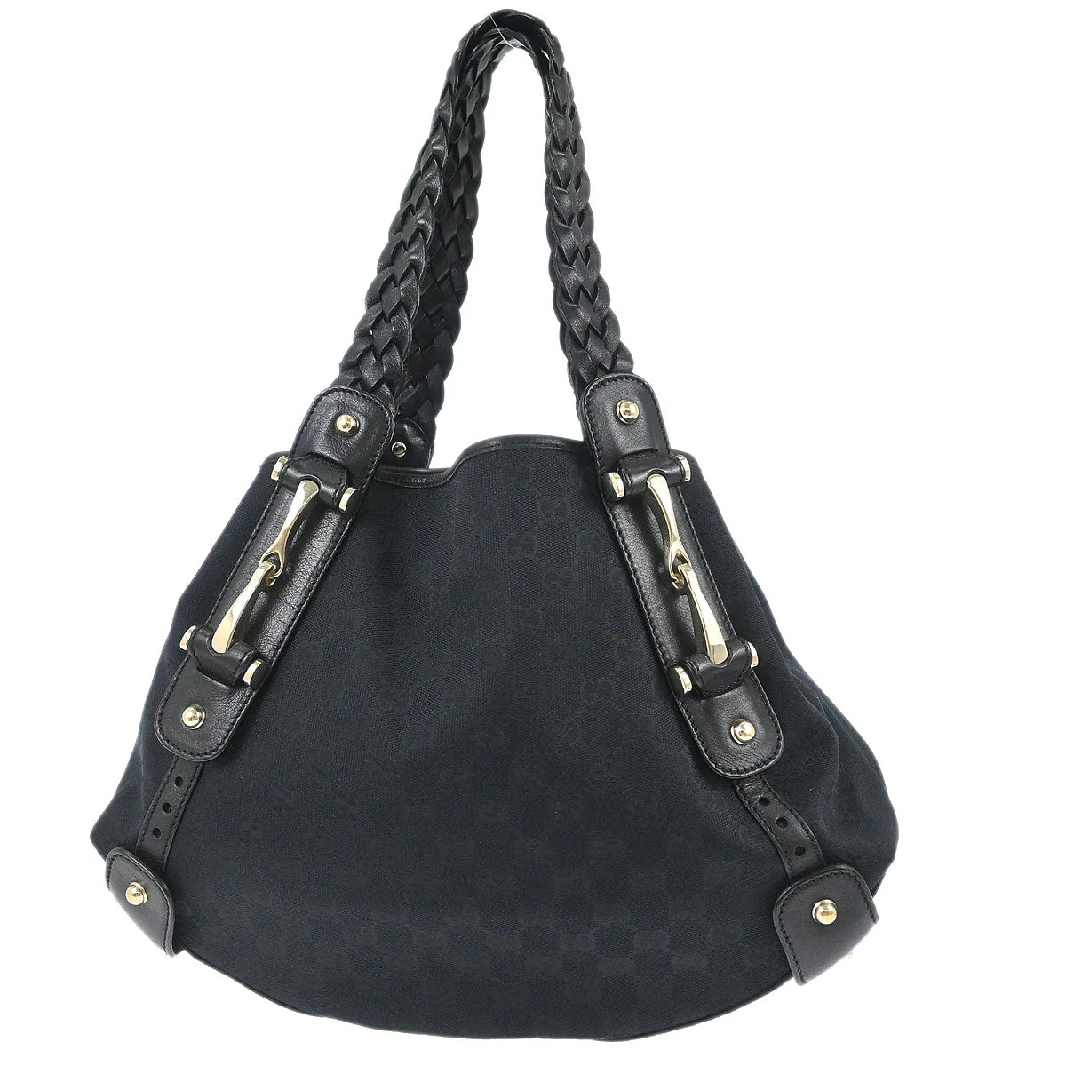 Gucci Black Canvas GG Horsebit Handbag - Image 2