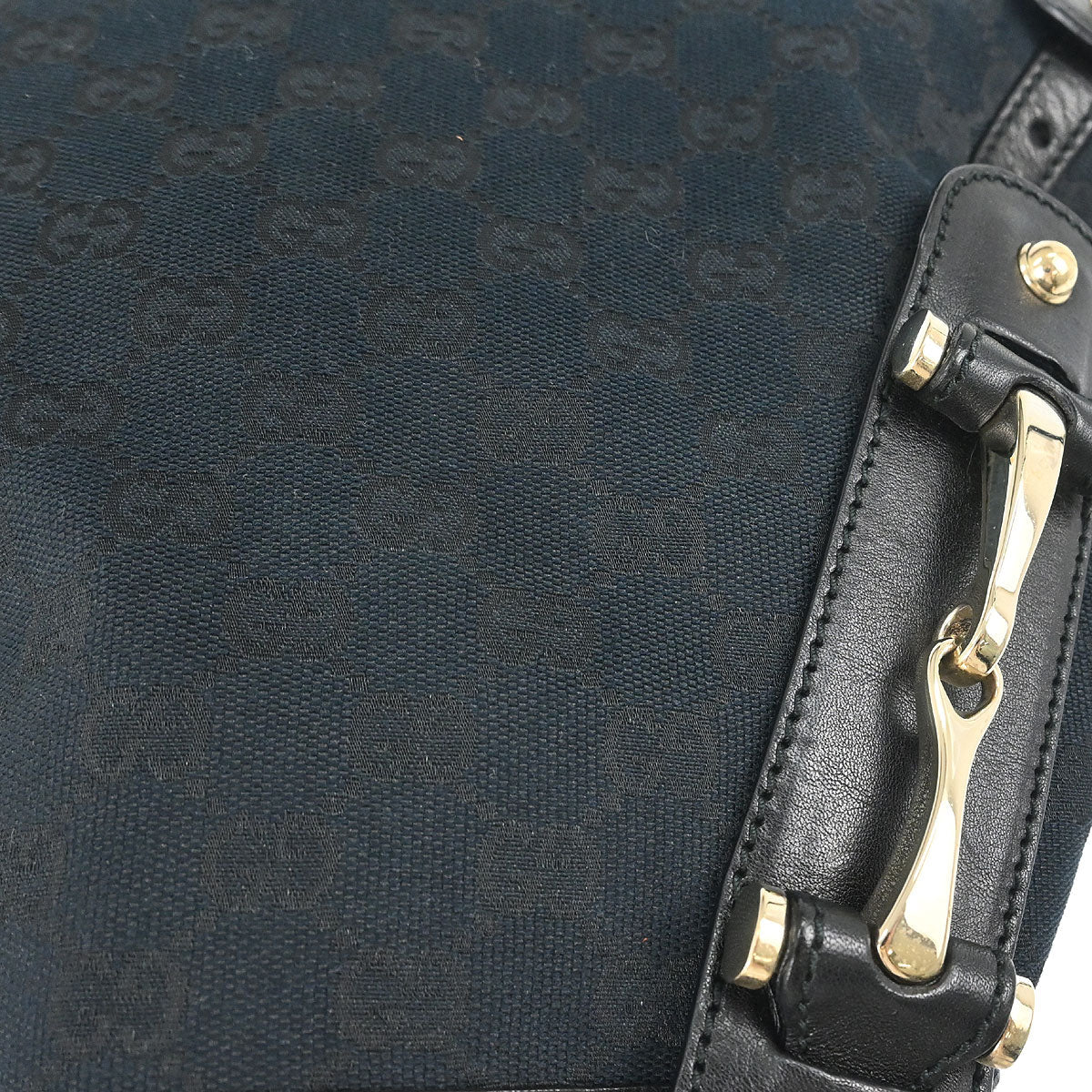 Gucci Black Canvas GG Horsebit Handbag - Image 6
