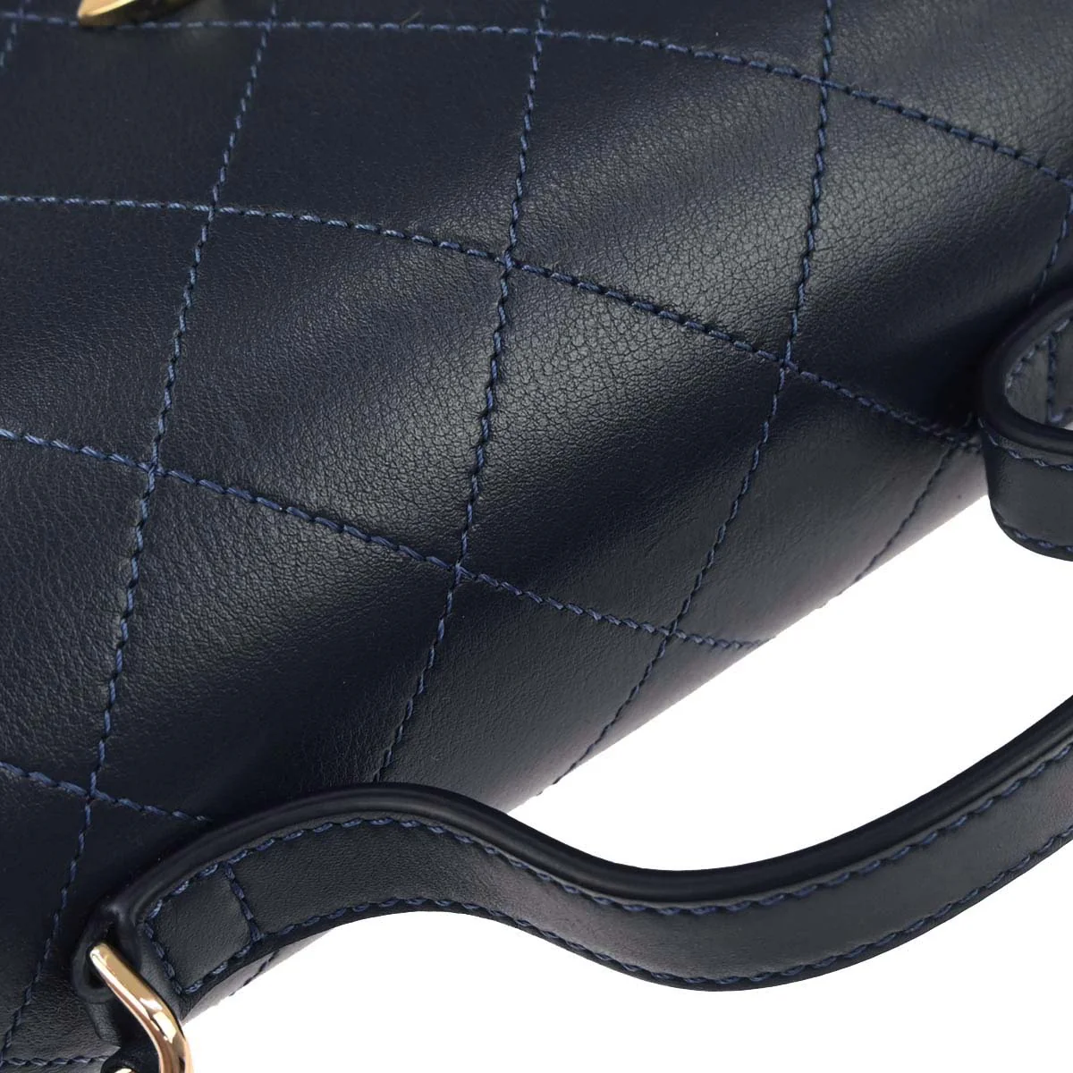 Chanel 2019 Navy Calfskin Top Handle 2way Shoulder Handbag - Image 6