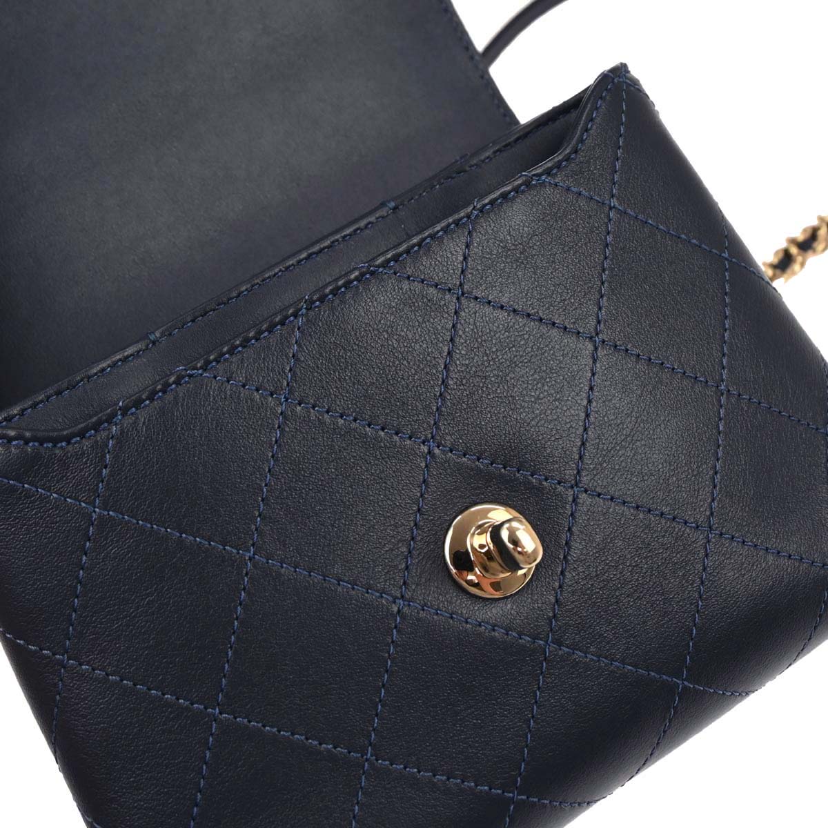 Chanel 2019 Navy Calfskin Top Handle 2way Shoulder Handbag - Image 7