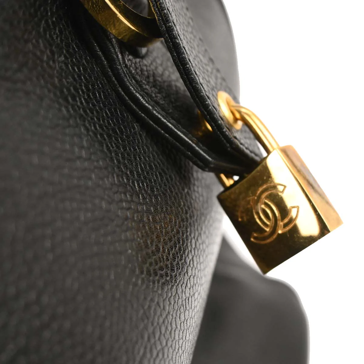Chanel Black Caviar Skin 2way Shoulder Duffle Handbag - Image 11