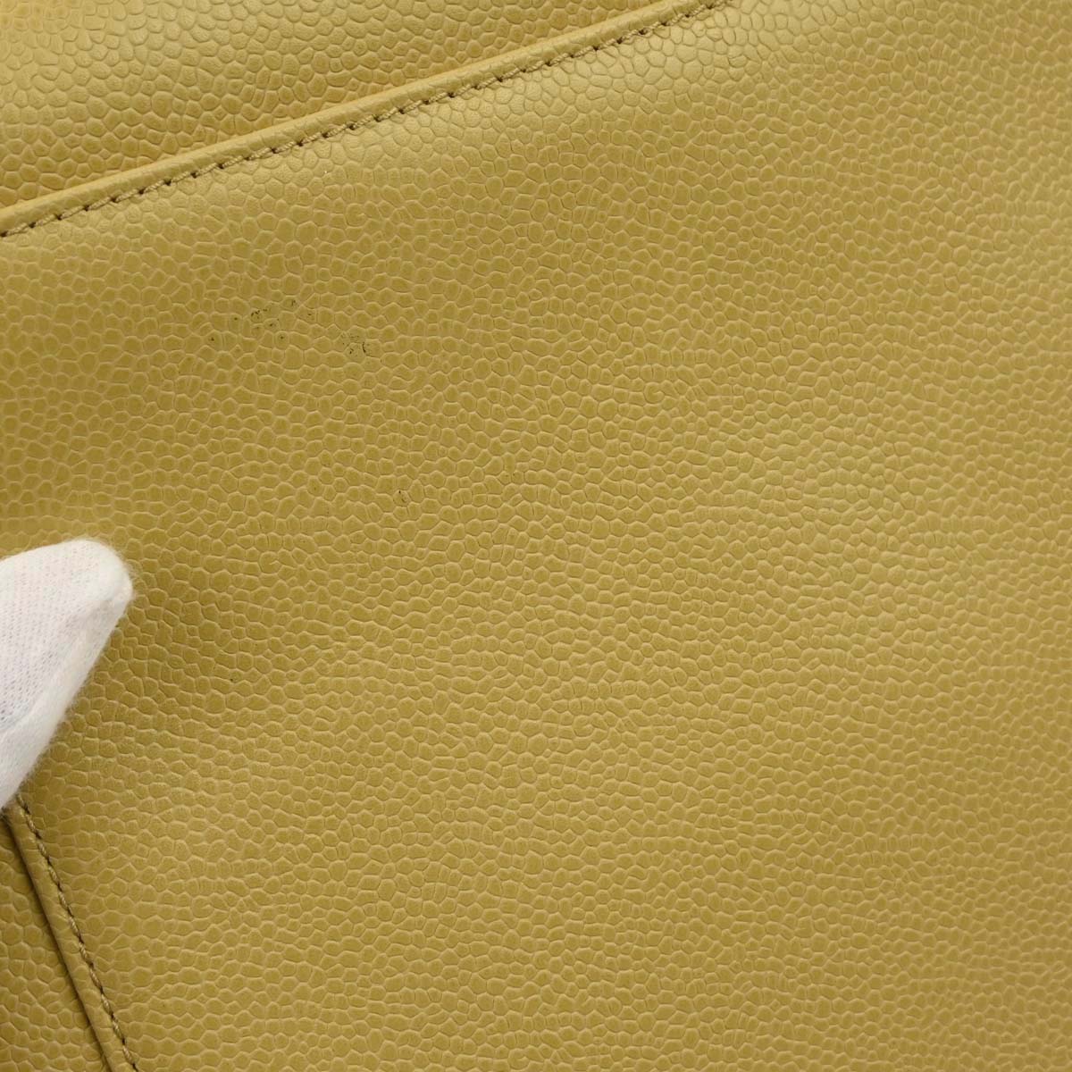 Chanel 1997-1999 Yellow Caviar Skin Kelly Top Handle Handbag - Image 7