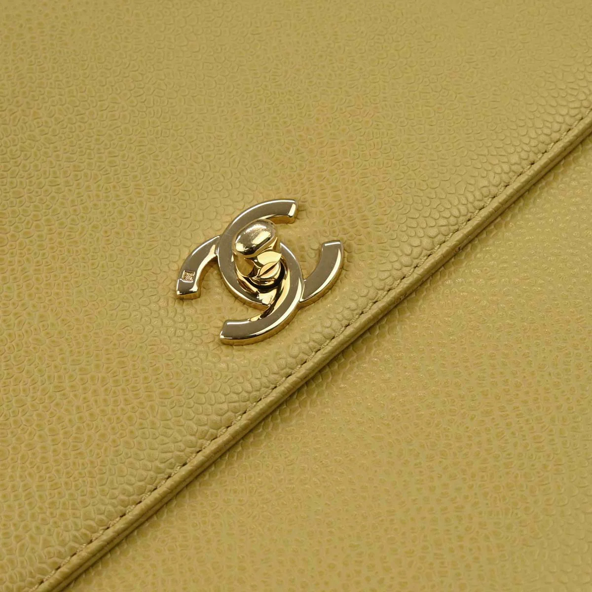 Chanel 1997-1999 Yellow Caviar Skin Kelly Top Handle Handbag - Image 8