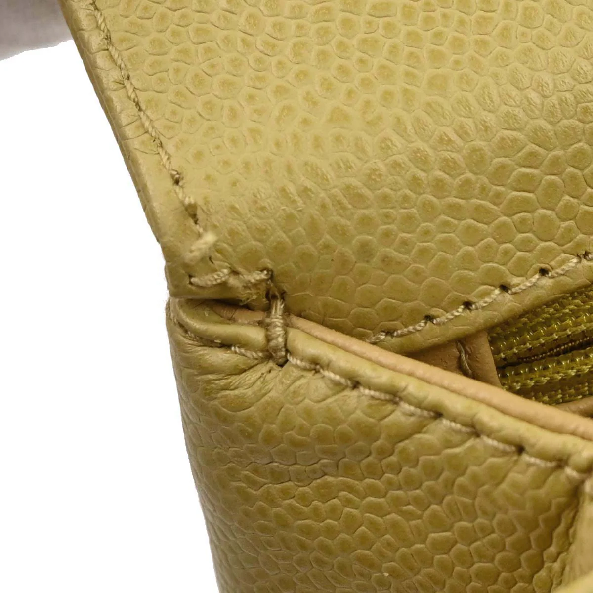 Chanel 1997-1999 Yellow Caviar Skin Kelly Top Handle Handbag - Image 9