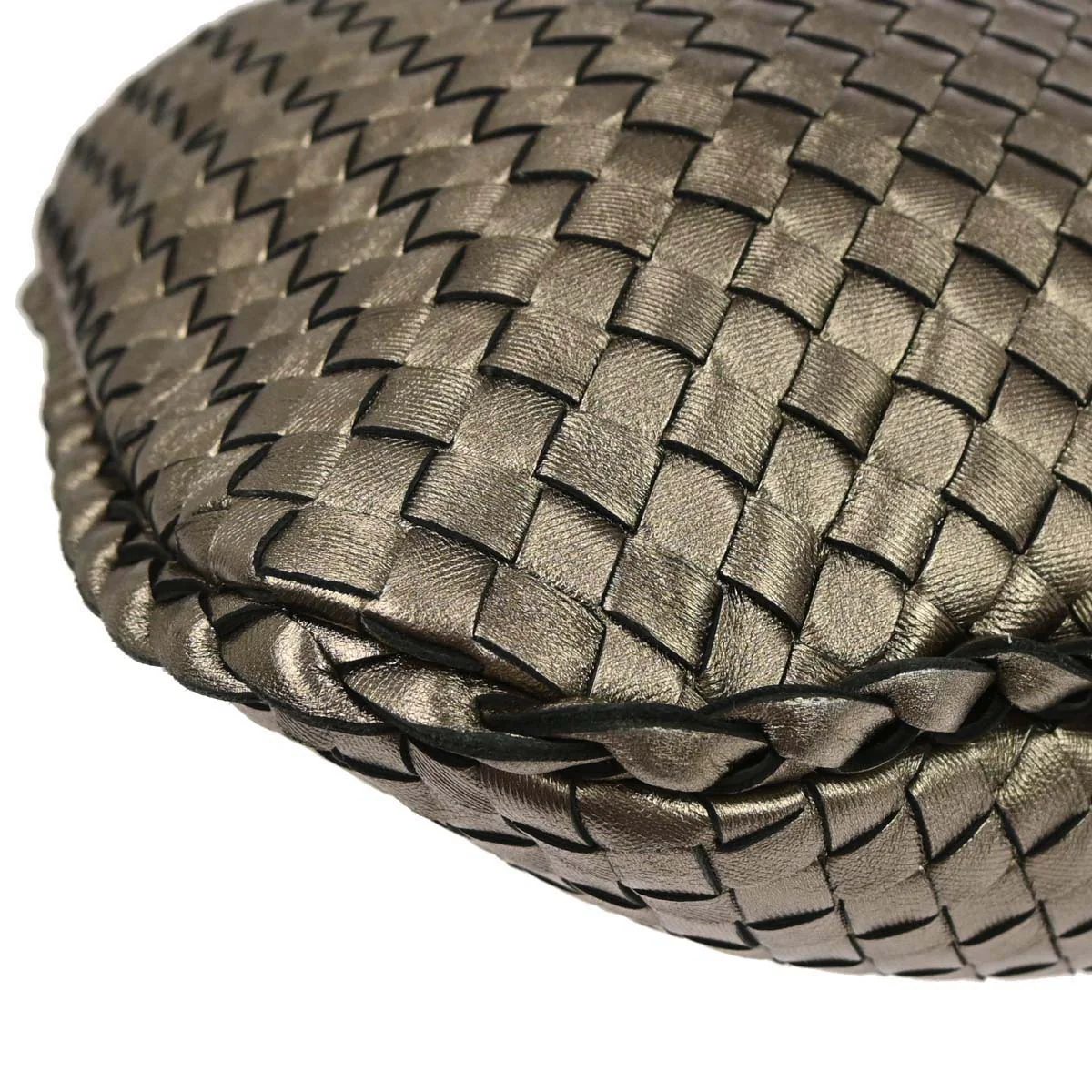 Bottega Veneta Gold Lambskin Intrecciato Handbag - Image 5