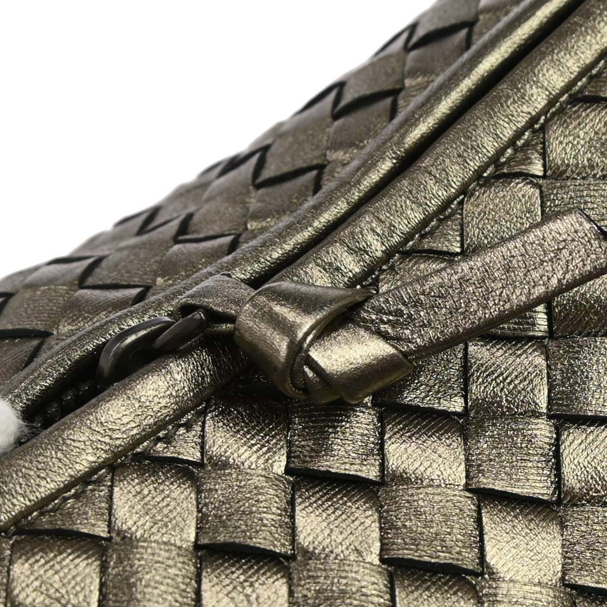 Bottega Veneta Gold Lambskin Intrecciato Handbag - Image 7