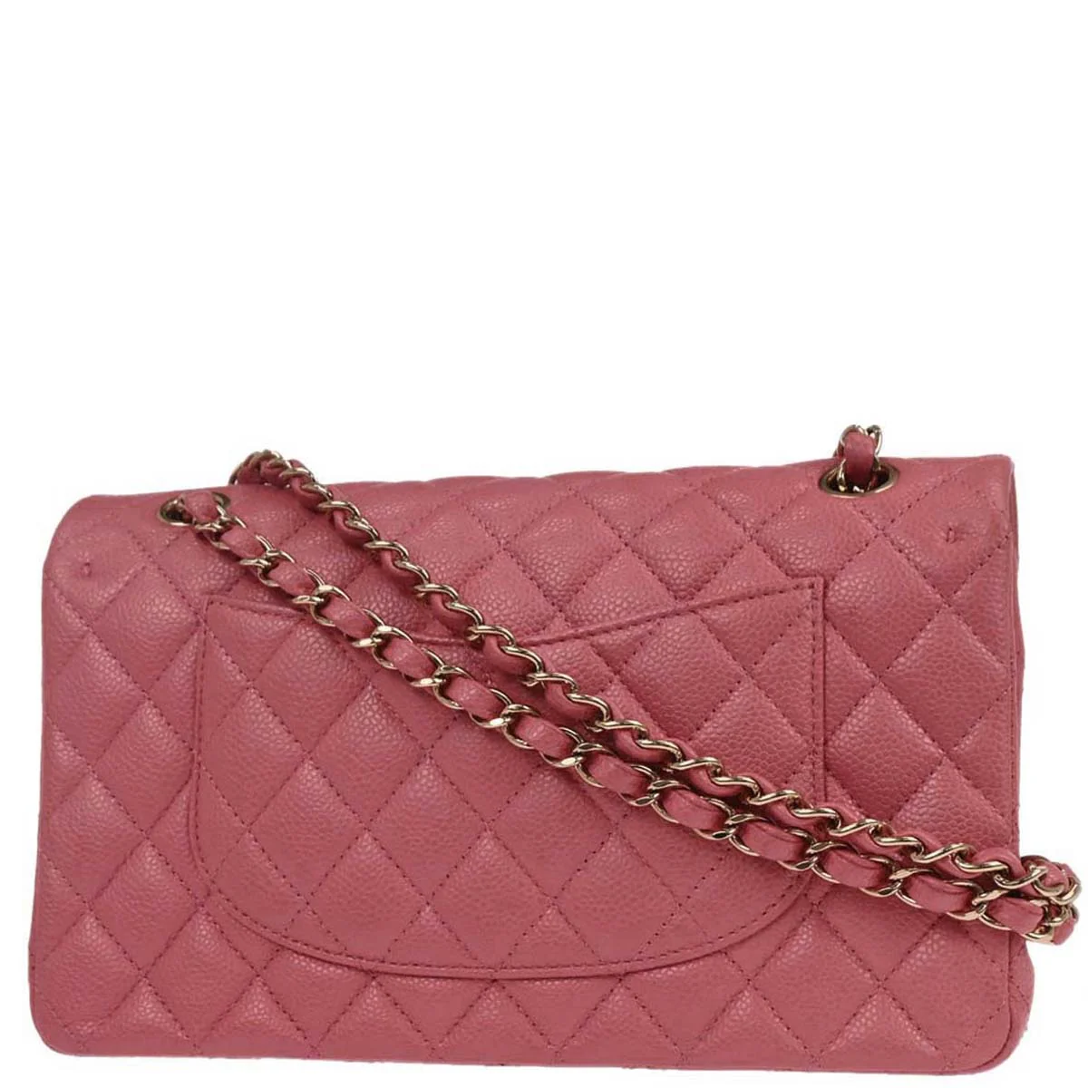 Chanel 2018 Pink Caviar Skin Medium Classic Double Flap Shoulder Bag - Image 2
