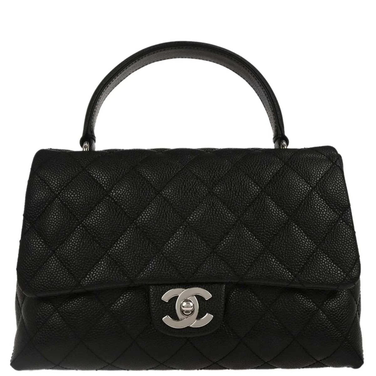 Chanel 2005-2006 Black Caviar Skin Top Handle Handbag
