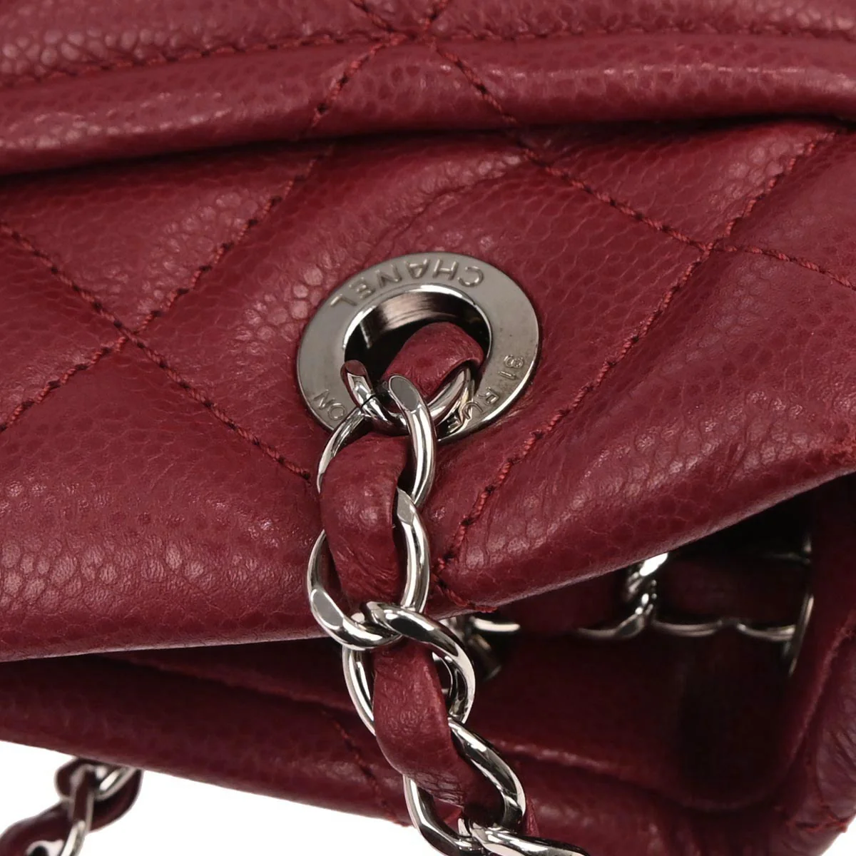 Chanel 2012 Red Caviar skin Timeless CC Chain Tote Bag - Image 3