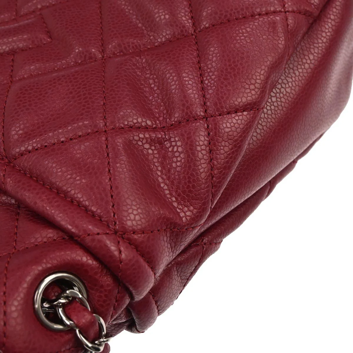 Chanel 2012 Red Caviar skin Timeless CC Chain Tote Bag - Image 4