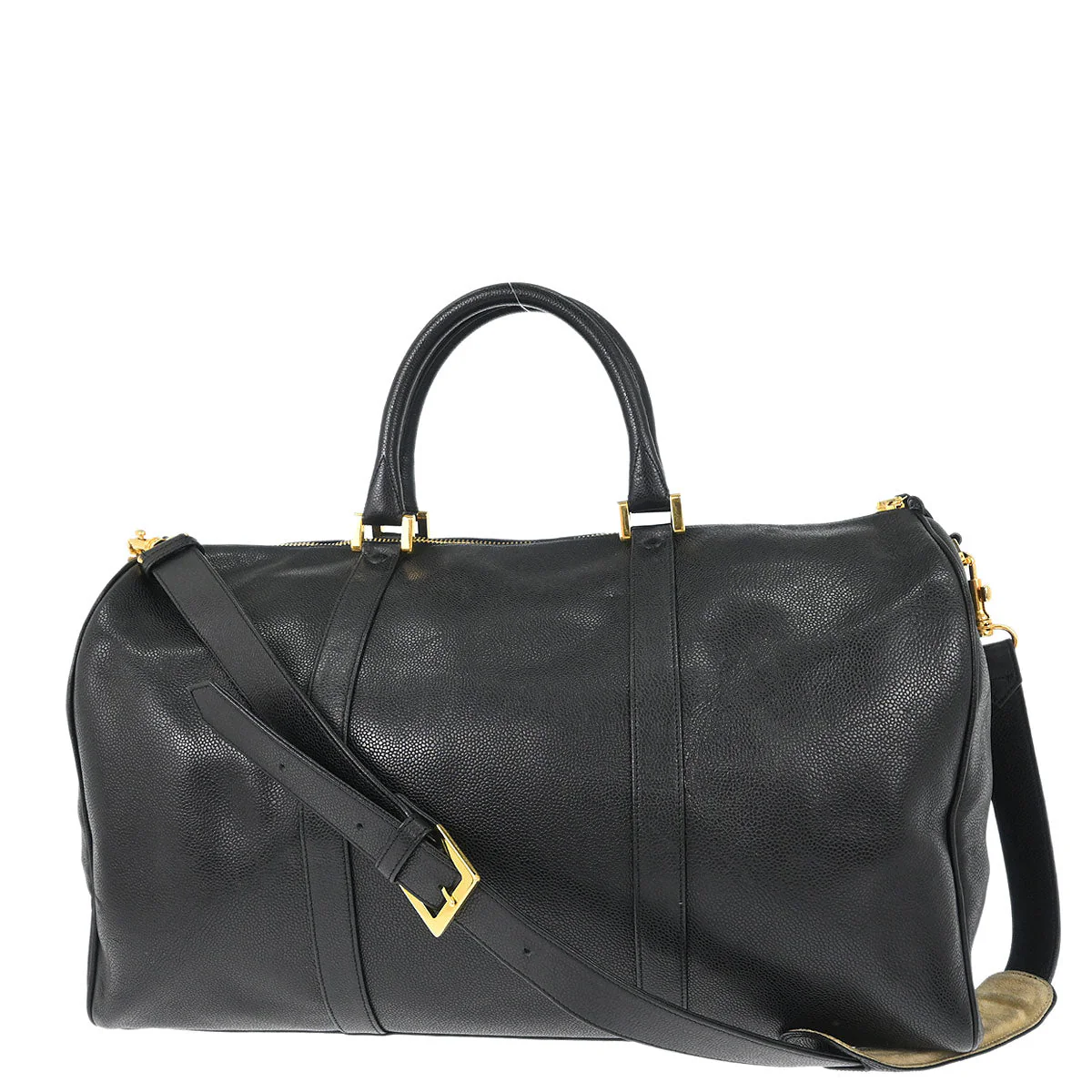 Chanel 1994-1996 Black Caviar Skin 2way Shoulder Duffle Handbag - Image 2