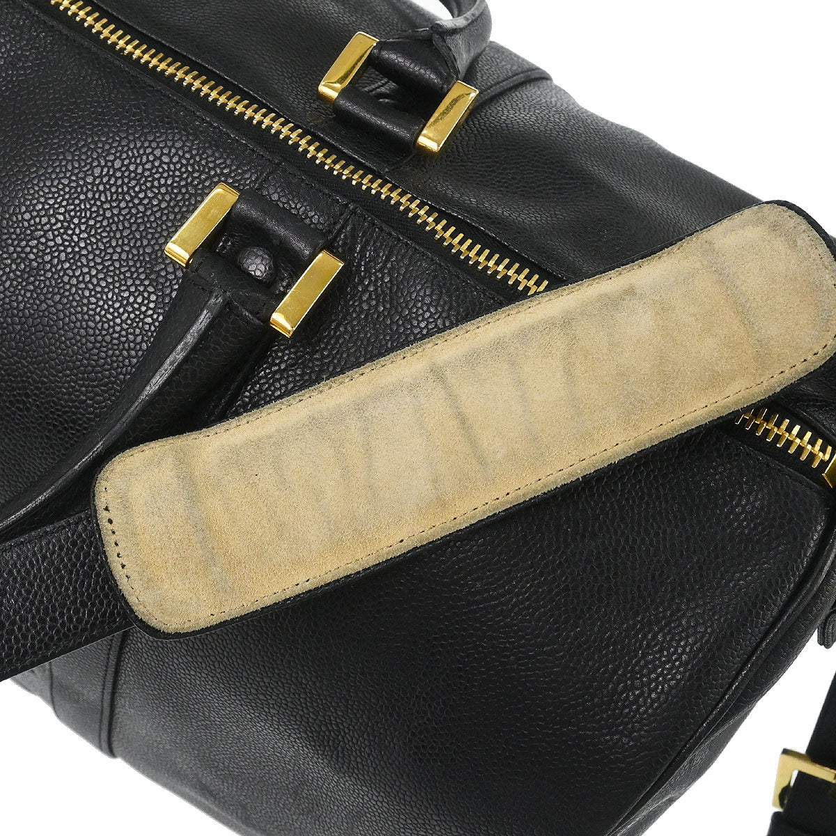 Chanel 1994-1996 Black Caviar Skin 2way Shoulder Duffle Handbag - Image 6
