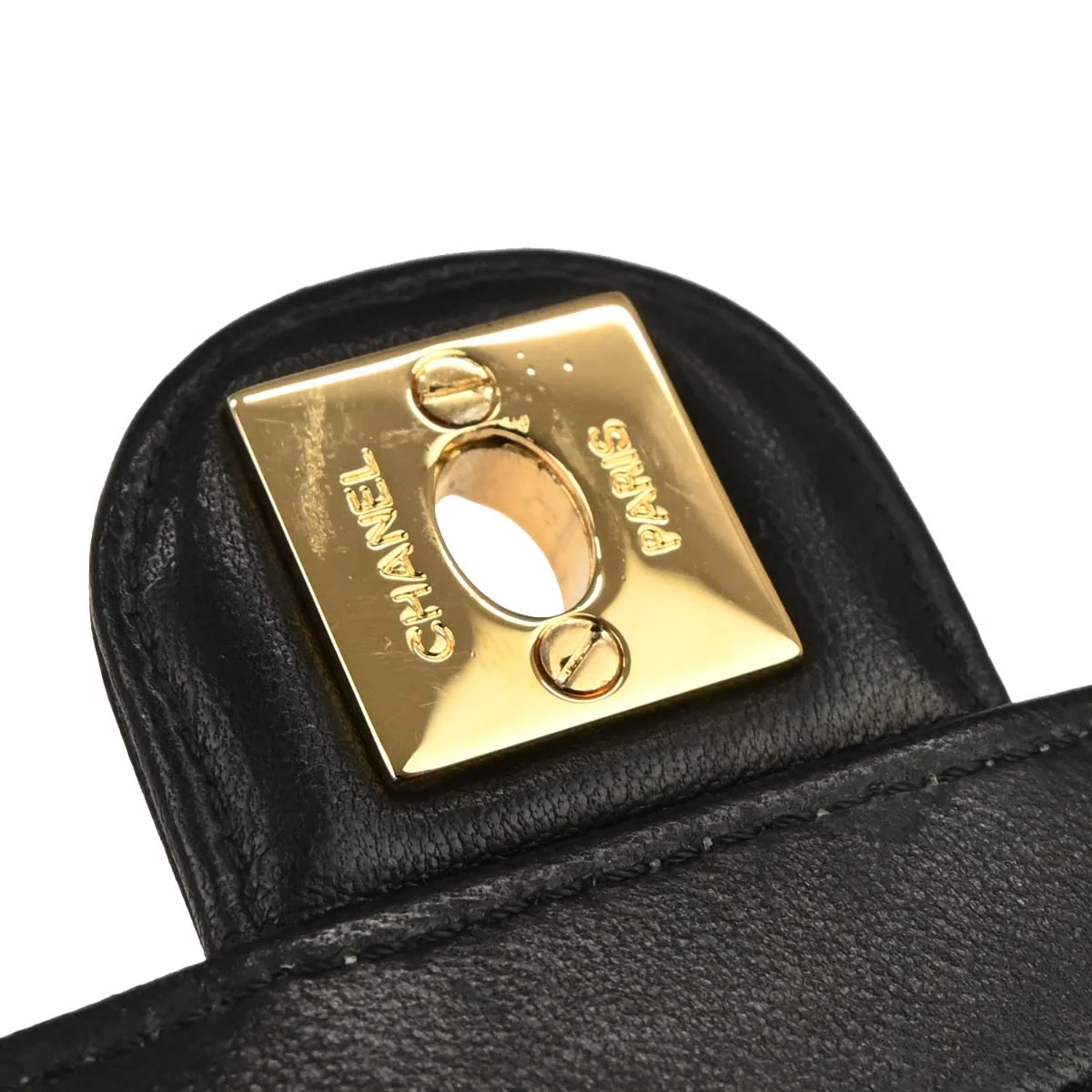 Chanel 2010-2011 Black Lambskin Turnlock Medium Half Flap Shoulder Bag - Image 7