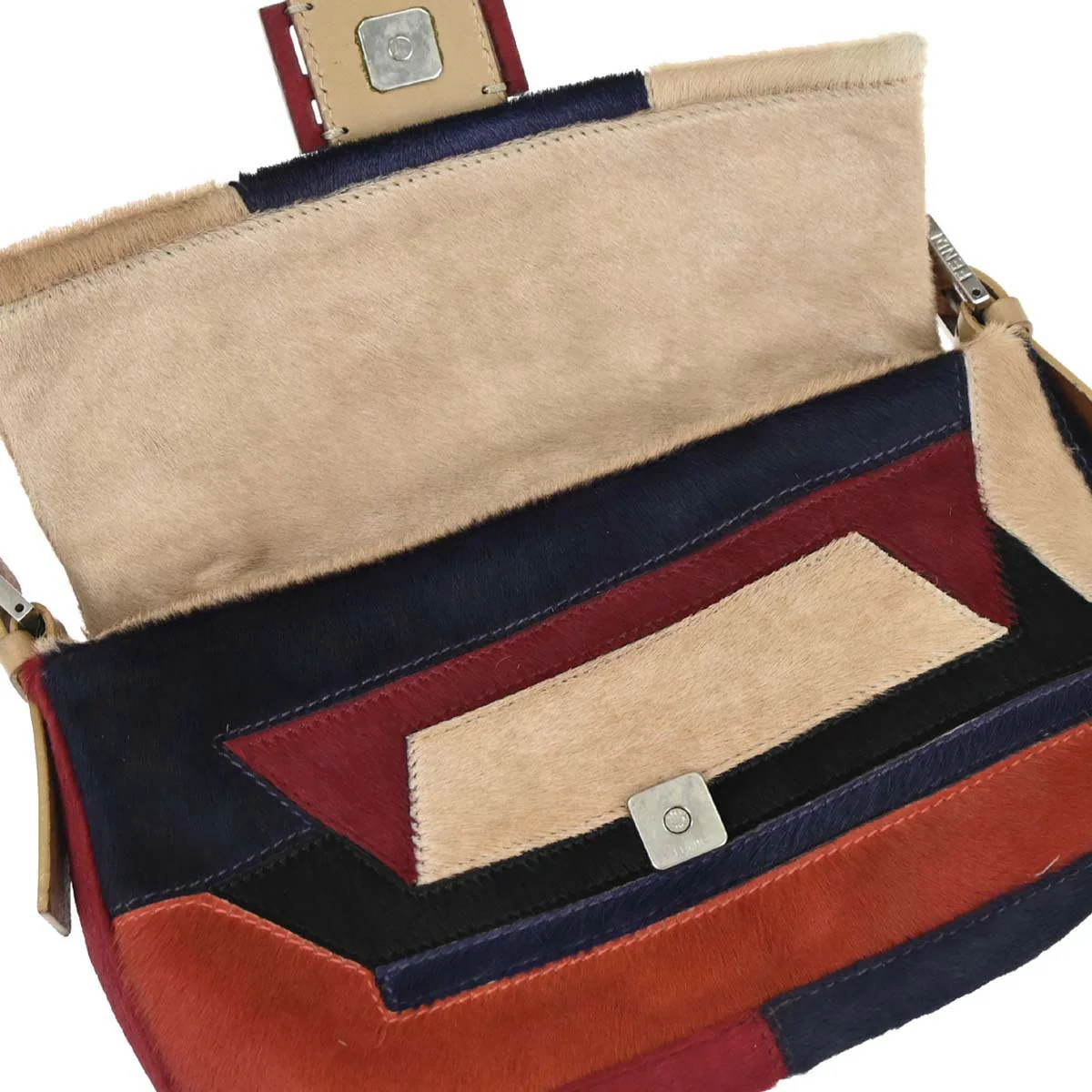 Fendi Beige Pony Hair Baguette Handbag - Image 8