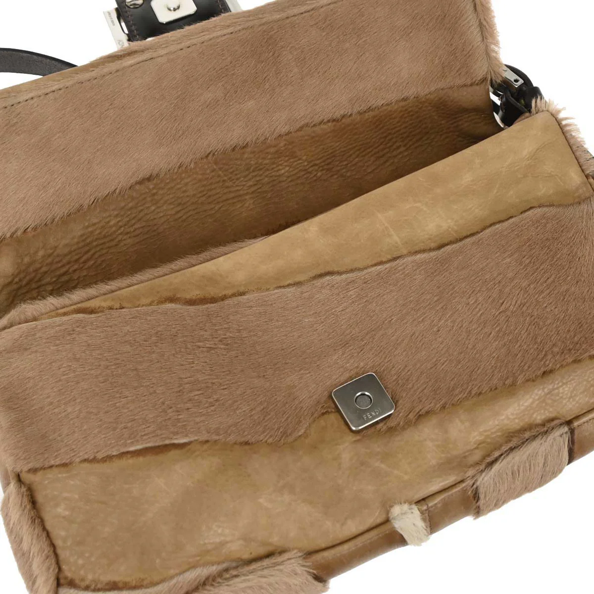 Fendi Beige Pony Hair Baguette Handbag - Image 8