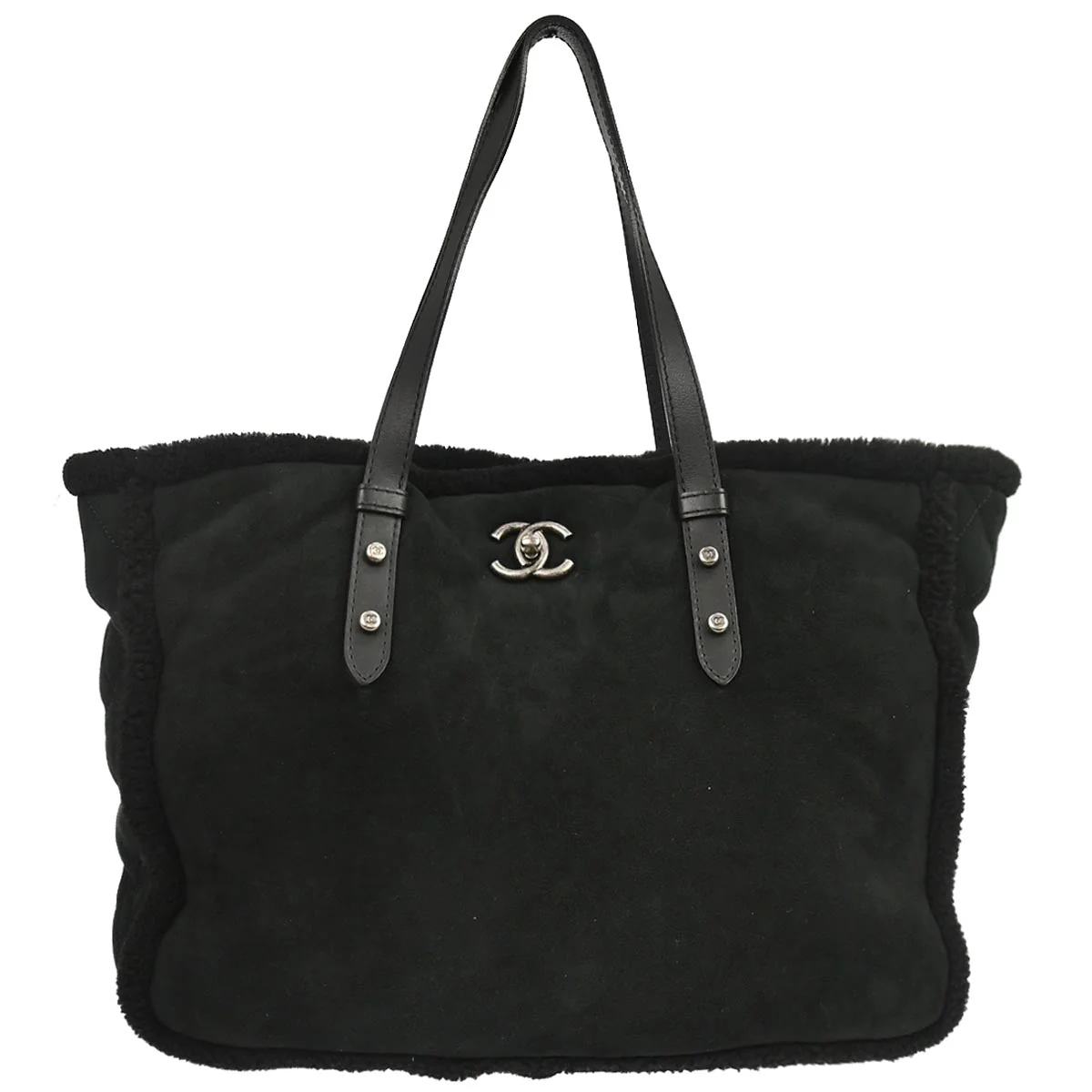 Chanel 2012-2013 Black Mouton Tote Handbag