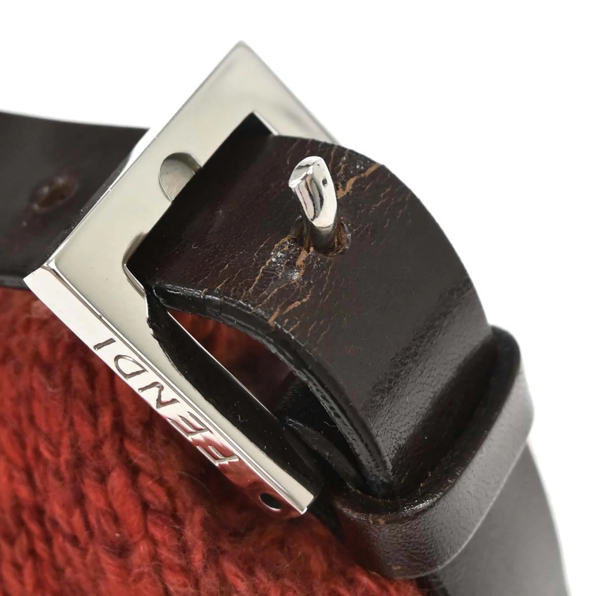 Fendi Orange Wool Baguette Handbag - Image 5