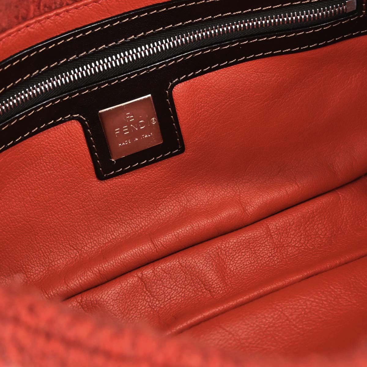 Fendi Orange Wool Baguette Handbag - Image 9