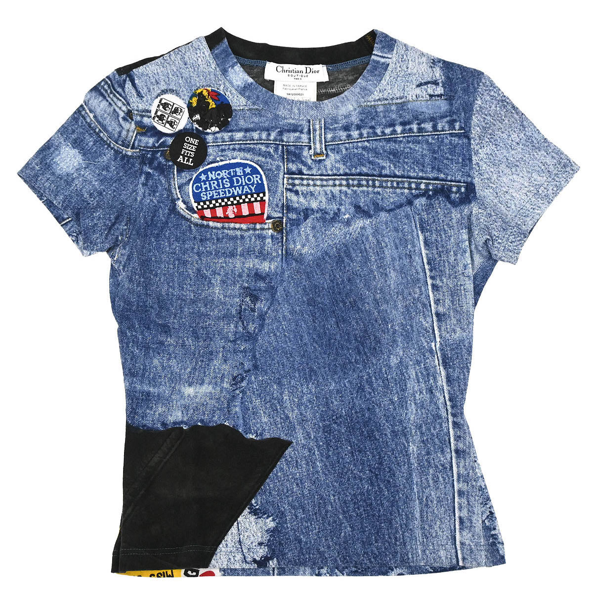 Christian Dior 2001 T-shirt Top Denim Print Blue #38