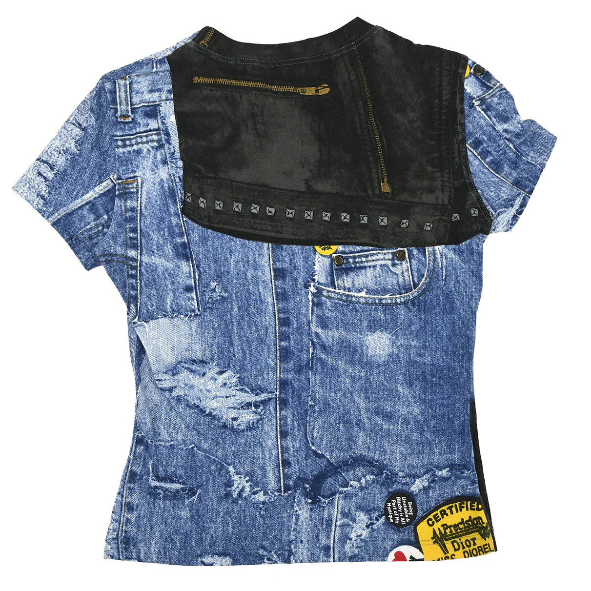 Christian Dior 2001 T-shirt Top Denim Print Blue #38 - Image 2