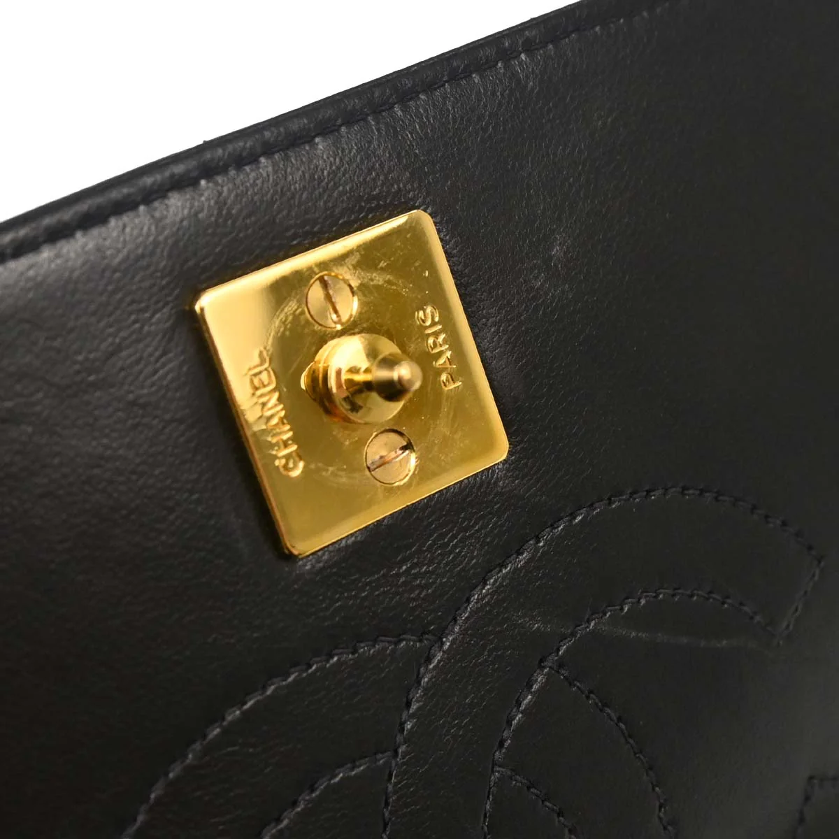 Chanel Black Lambskin Pushlock Mini Full Flap Shoulder Bag - Image 15