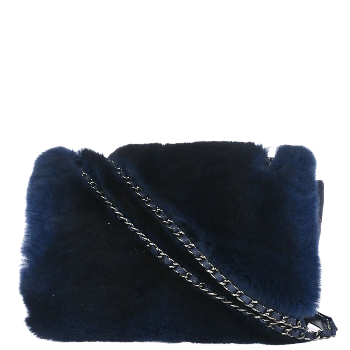 Chanel 2015-2016 Navy Rabbit Fur Shoulder Bag - Image 2
