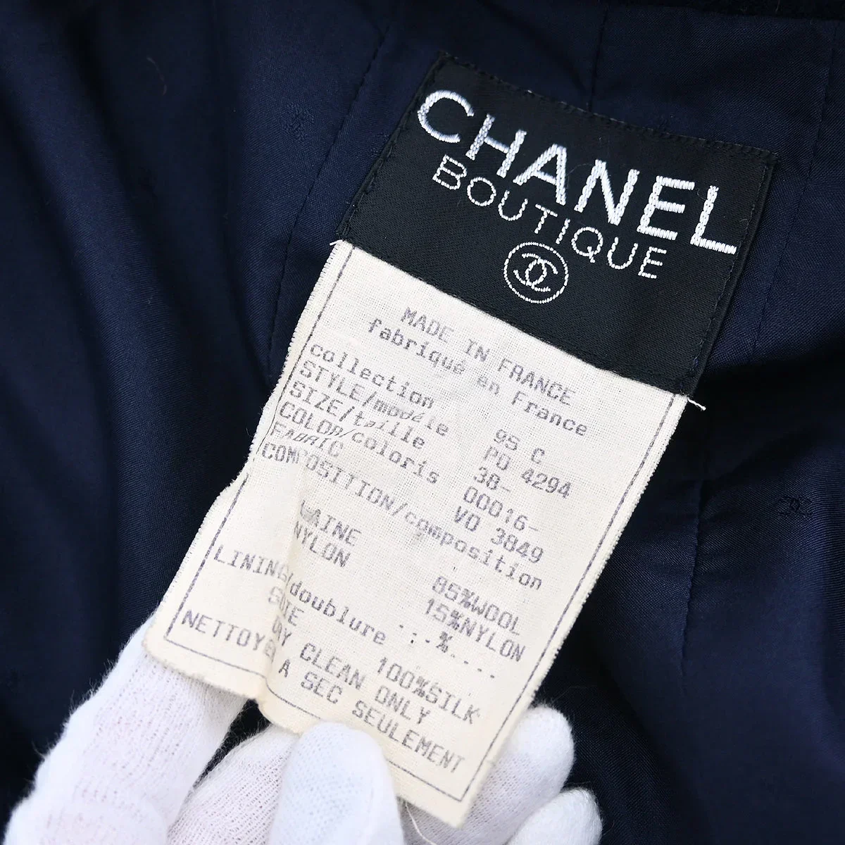 Chanel 1995 Collarless Jacket Navy #38 - Image 9