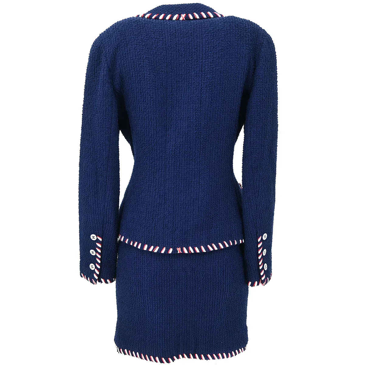 Chanel 1994 Setup Suit Jacket Skirt Navy #38 - Image 2