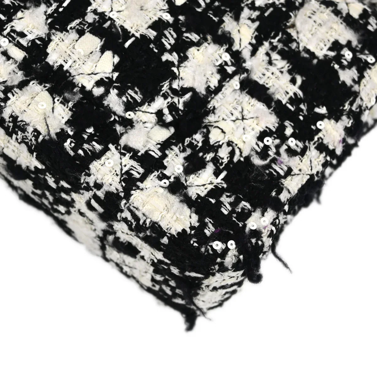 Chanel 2004-2005 White Black Tweed Medium Classic Double Flap Shoulder Bag - Image 5