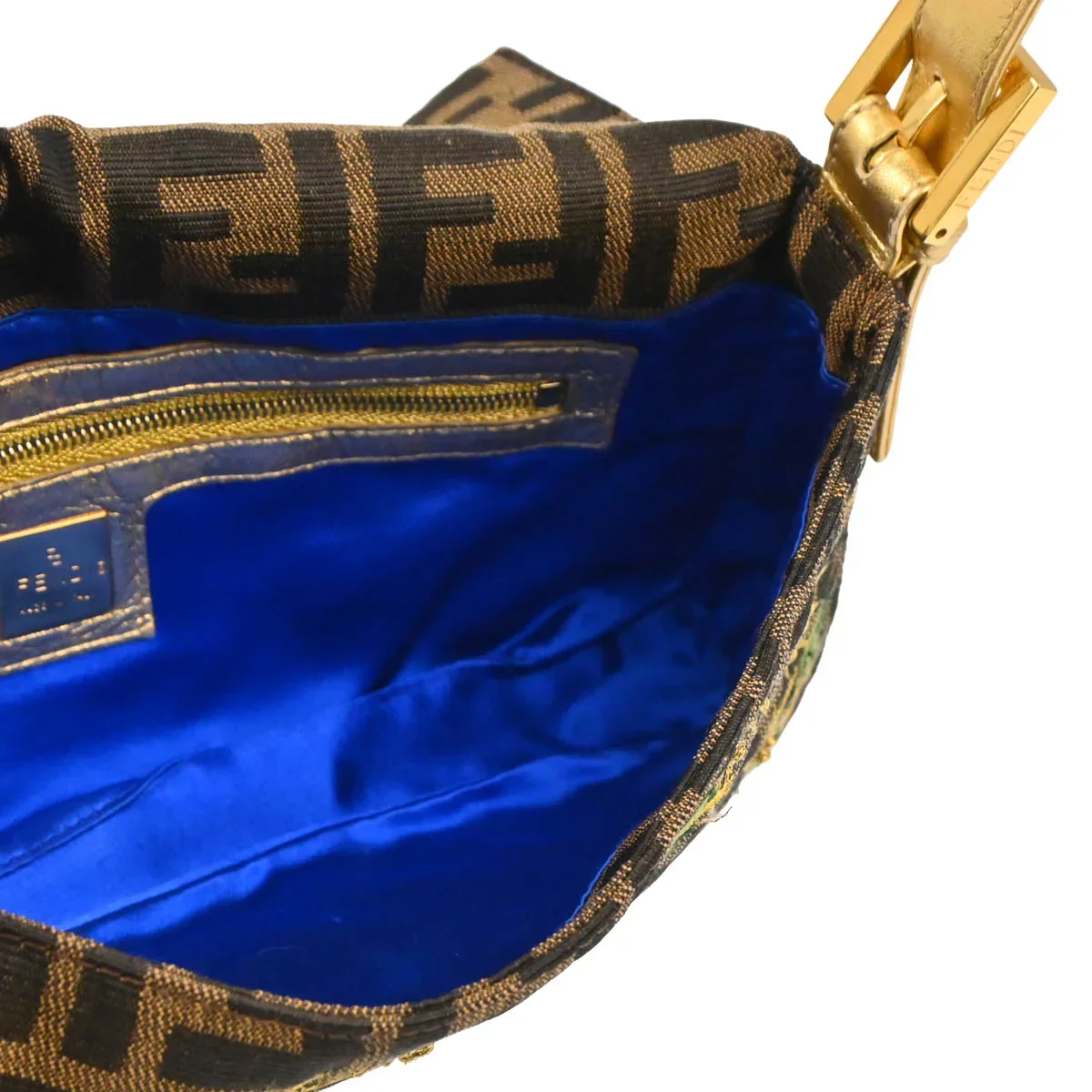 Fendi 2000 Gold Zucca Embroidered Baguette Handbag - Image 4