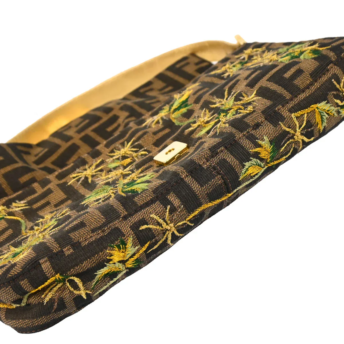 Fendi 2000 Gold Zucca Embroidered Baguette Handbag - Image 5
