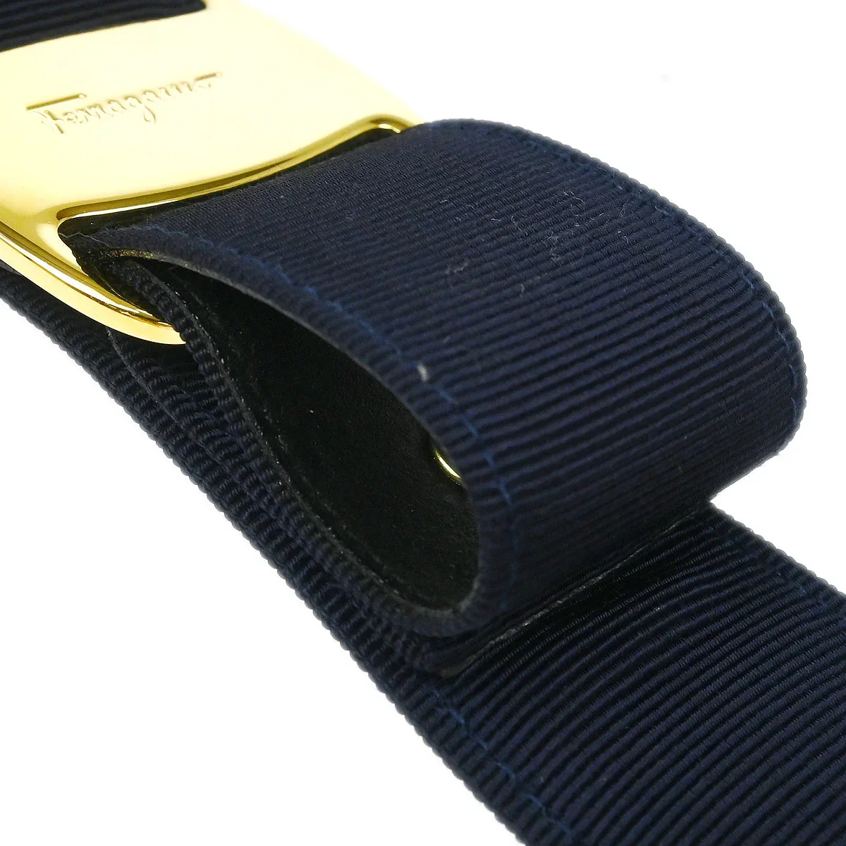 Salvatore Ferragamo Navy Canvas Belt #S Small Good - Image 6