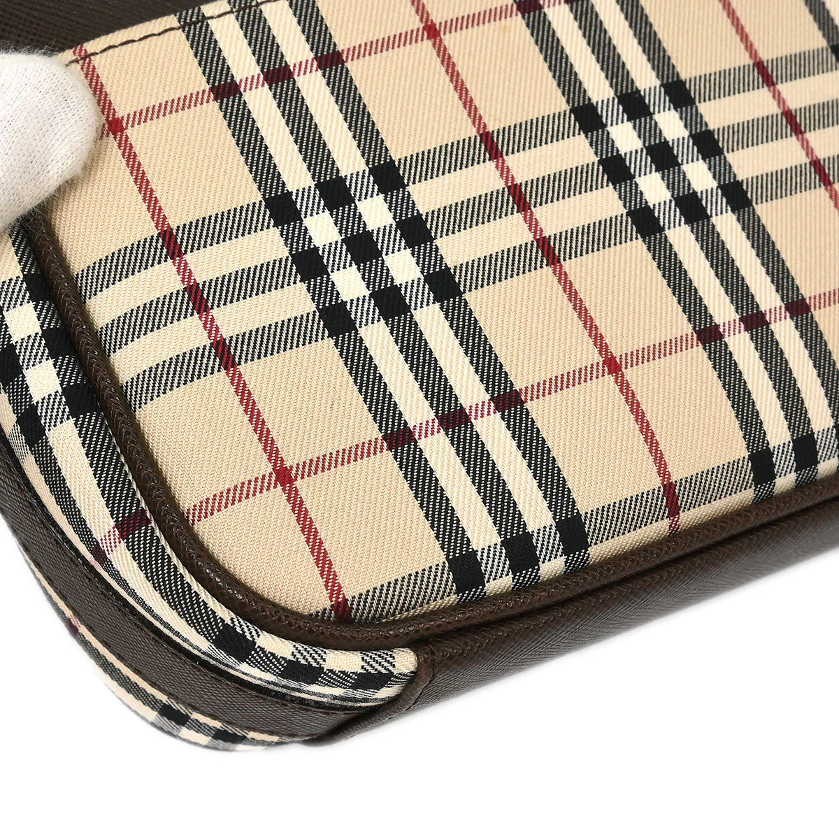 Burberry Beige Brown Burberry Check Handbag - Image 4