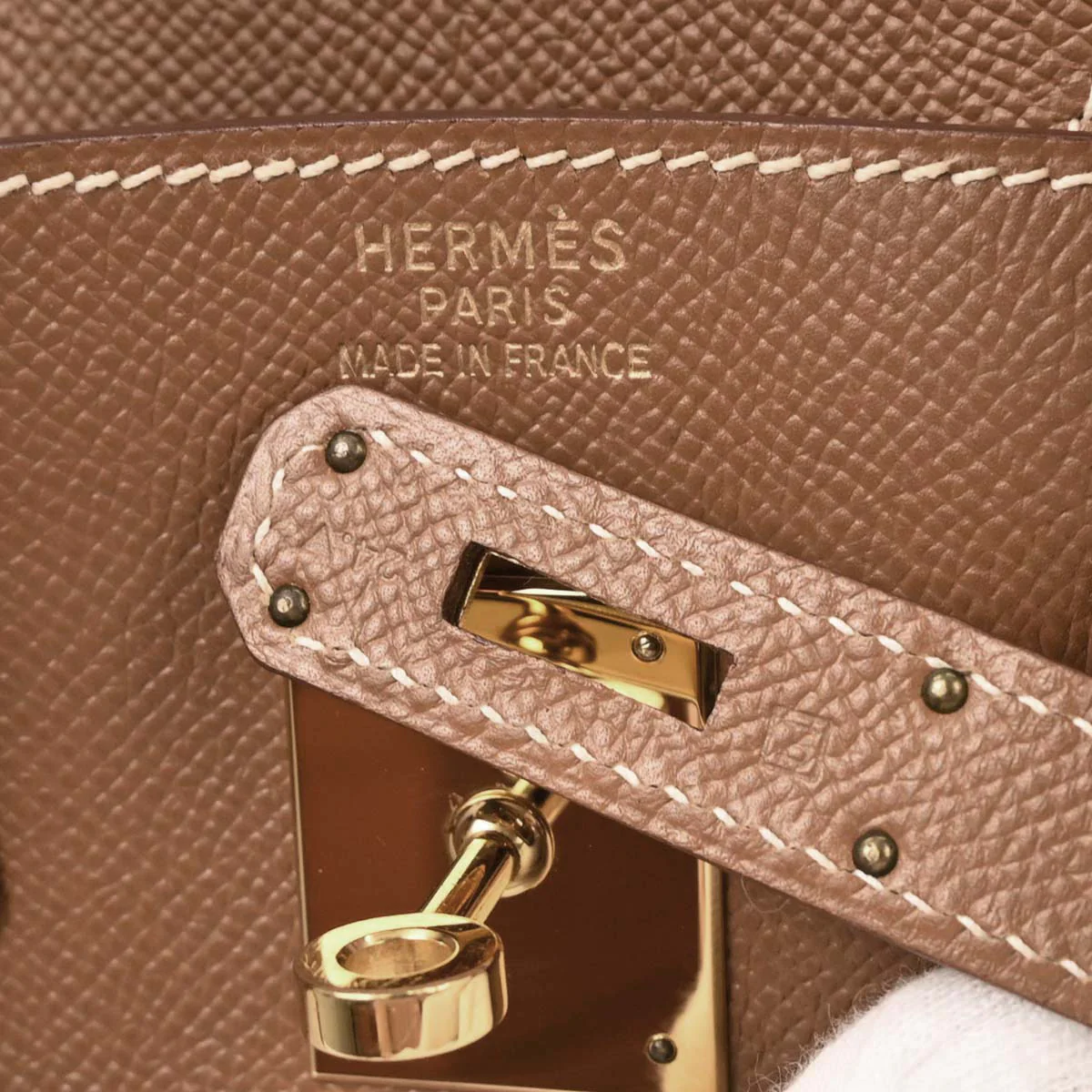 Hermes Beige Gold Toile H Courchevel Birkin 30 Handbag - Image 10