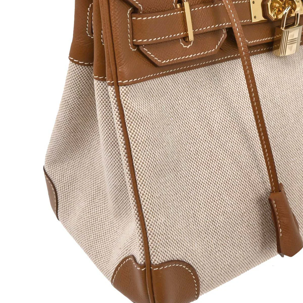 Hermes Beige Gold Toile H Courchevel Birkin 30 Handbag - Image 3