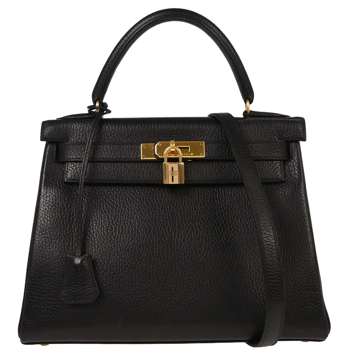 Hermes Black Ardennes Kelly 28 Retourne 2way Shoulder Handbag