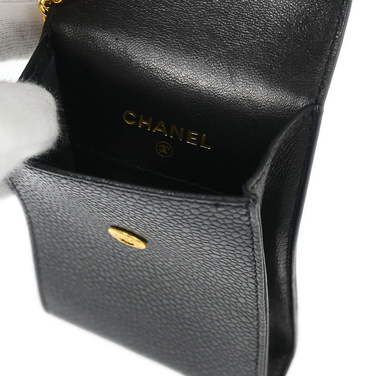 Chanel Black Caviar Cigarette Case Key Holder Small Good - Image 6