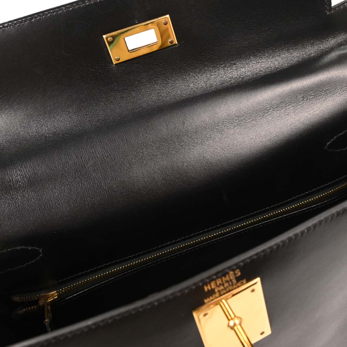 Hermes Black Box Calf Kelly 28 Retourne 2way Shoulder Handbag - Image 9