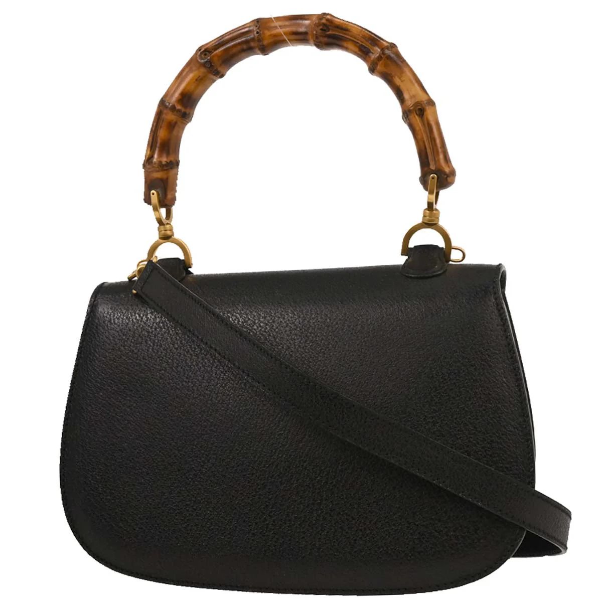Gucci Black Pigskin Bamboo 2way Shoulder Handbag - Image 2