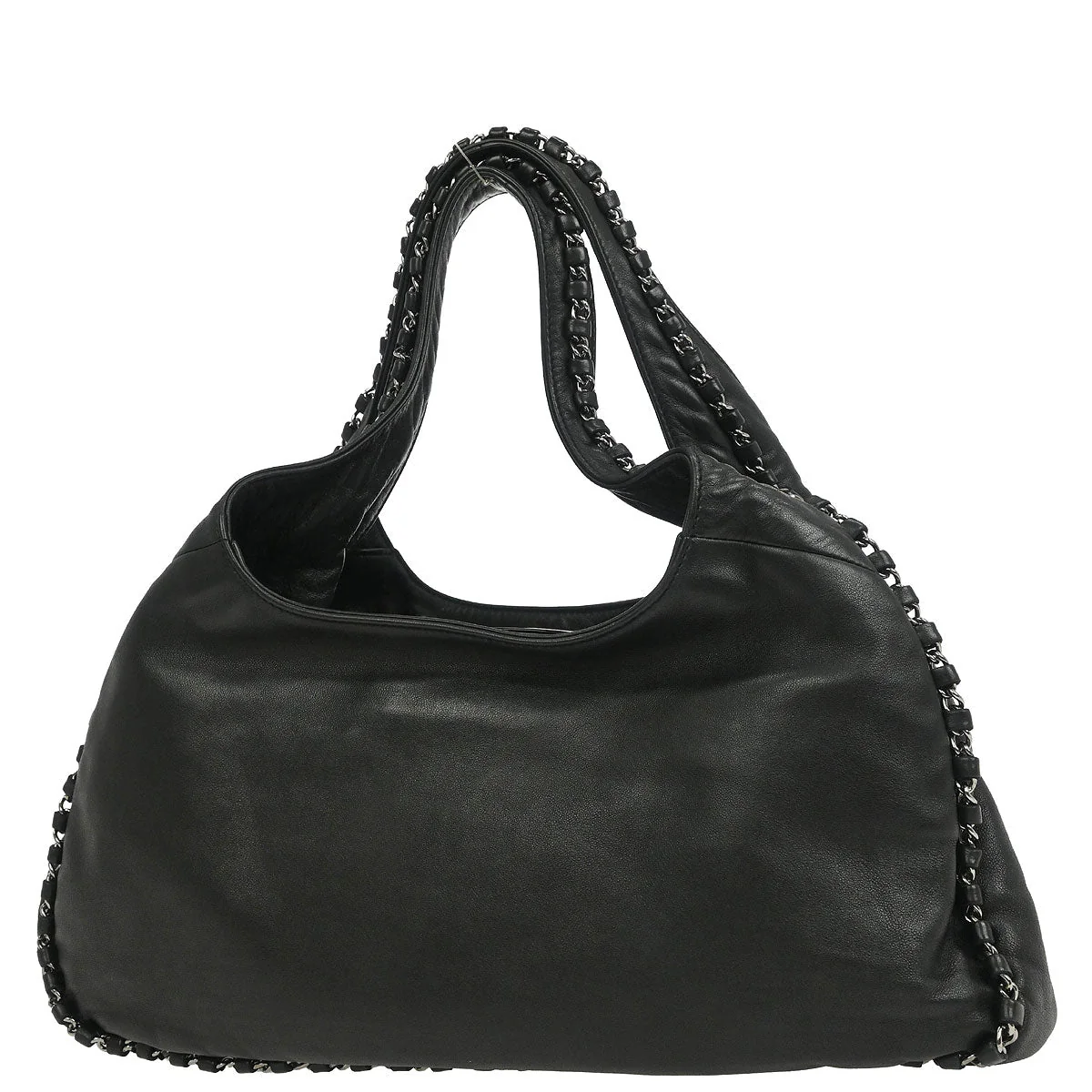 Chanel 2004-2005 Black Calfskin Around Chain Hobo Handbag - Image 2