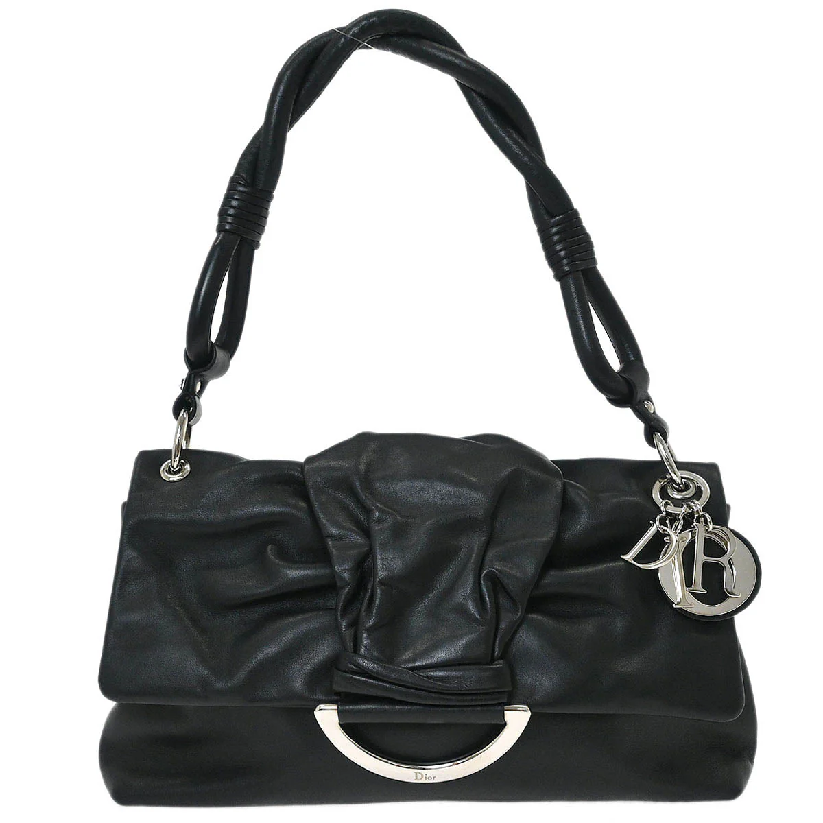 Christian Dior Black Lambskin Demi Lune Handbag
