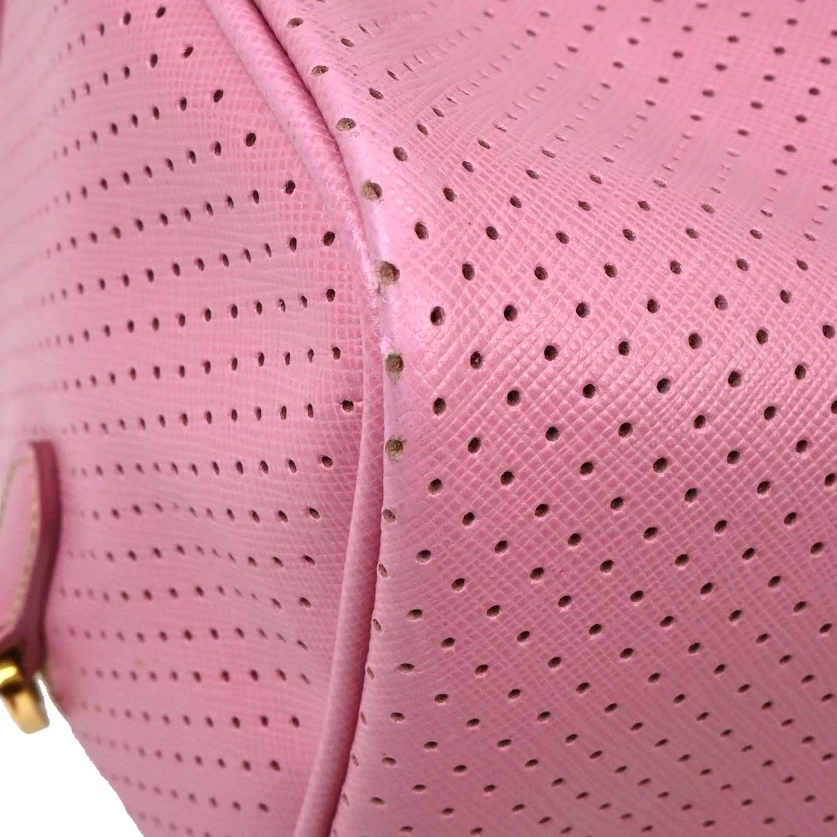 Prada Pink Yellow Perforated Handbag - Image 5