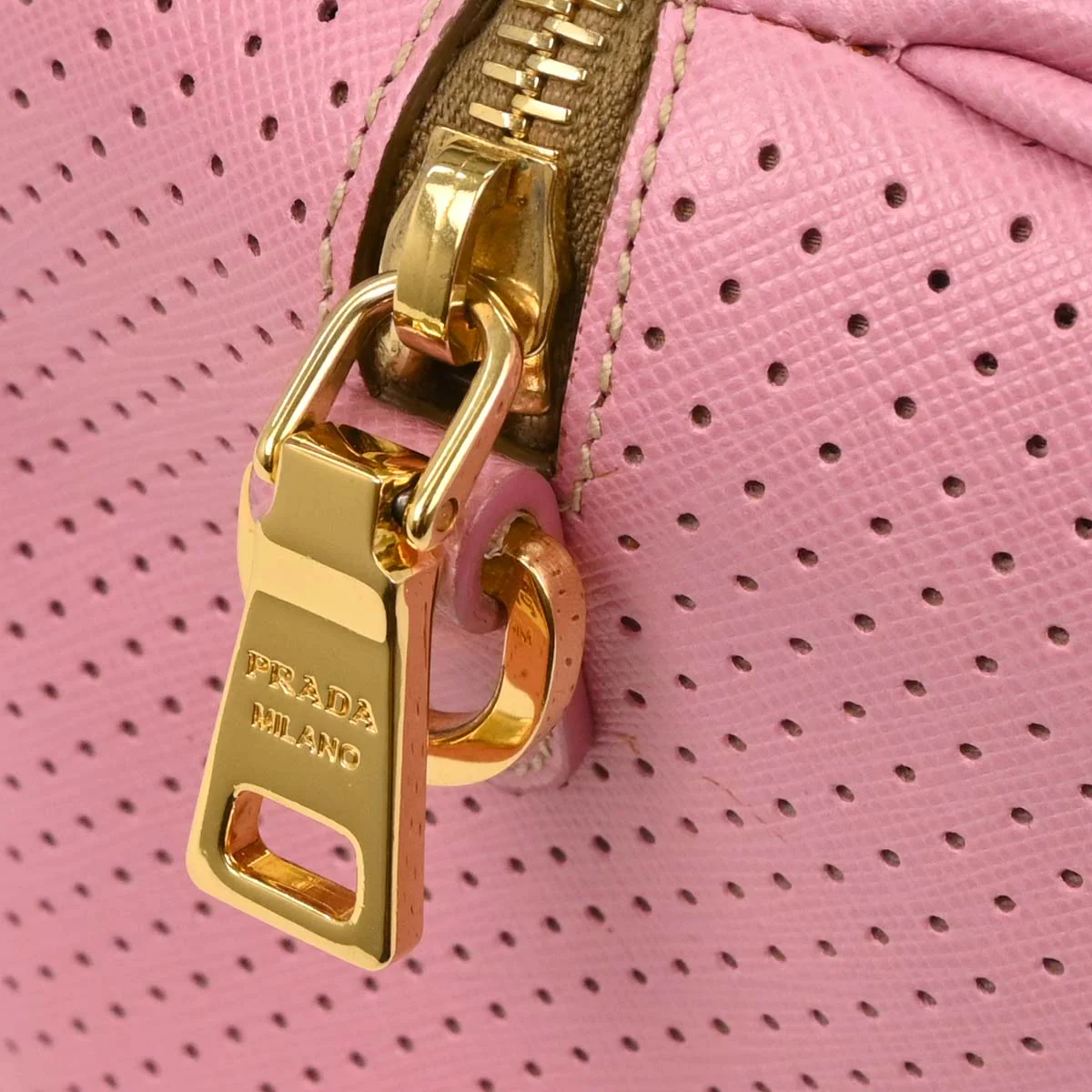 Prada Pink Yellow Perforated Handbag - Image 6