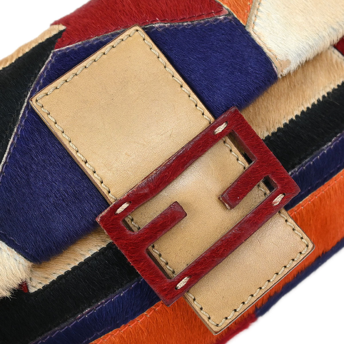 Fendi * Beige Pony Hair Baguette Handbag - Image 3