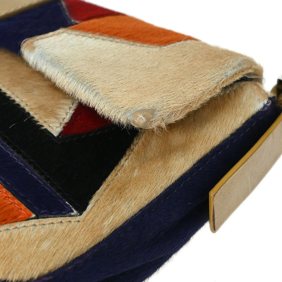 Fendi * Beige Pony Hair Baguette Handbag - Image 4
