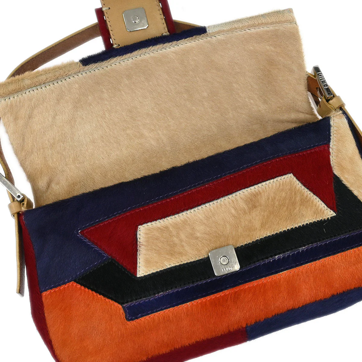 Fendi * Beige Pony Hair Baguette Handbag - Image 6