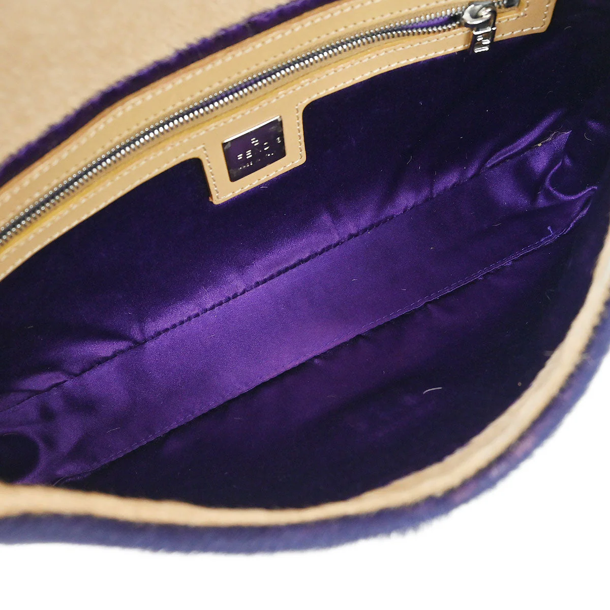 Fendi * Beige Pony Hair Baguette Handbag - Image 7