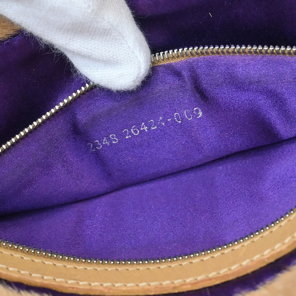 Fendi * Beige Pony Hair Baguette Handbag - Image 9